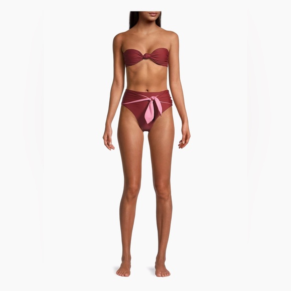 Veronica Beard Azoia Tie-Front Bikini Set Siza Large $336